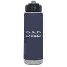 Personalized navy 20 oz vacuum insulated water bottle with 'Dad' design