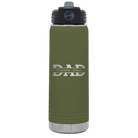 Personalized olive green 20 oz vacuum insulated water bottle with 'Dad' design