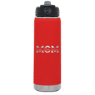 Personalized red 20 oz vacuum insulated water bottle with 'Mom' design