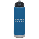 Personalized royal blue 20 oz vacuum insulated water bottle with 'Mom' design