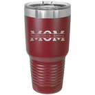 Personalized maroon 30 oz vacuum insulated tumbler with 'Mom' design