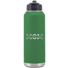Personalized green 32 oz vacuum insulated water bottle with 'Mom' design