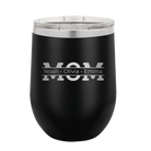 Personalized black 12 oz vacuum insulated wine cup with 'Mom' design