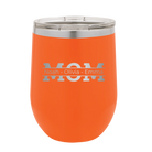 Personalized orange 12 oz vacuum insulated wine cup with 'Mom' design