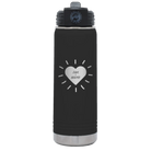 Personalized black 20 oz vacuum insulated water bottle with 'Heart with Names' design