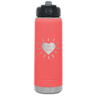 Personalized coral 20 oz vacuum insulated water bottle with 'Heart with Names' design