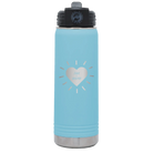 Personalized light blue 20 oz vacuum insulated water bottle with 'Heart with Names' design