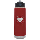 Personalized maroon 20 oz vacuum insulated water bottle with 'Heart with Names' design