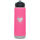 Personalized pink 20 oz vacuum insulated water bottle with 'Heart with Names' design