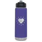 Personalized purple 20 oz vacuum insulated water bottle with 'Heart with Names' design