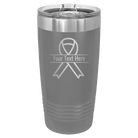 Personalized dark gray 20 oz vacuum insulated tumbler with 'Ribbon' design