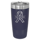 Personalized navy 20 oz vacuum insulated tumbler with 'Ribbon' design