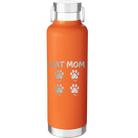 Personalized orange 24 oz vacuum insulated water bottle with 'Cat Dog Mom Dad 4 paws' design