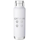Personalized white 24 oz vacuum insulated water bottle with 'Cat Dog Mom Dad 4 paws' design