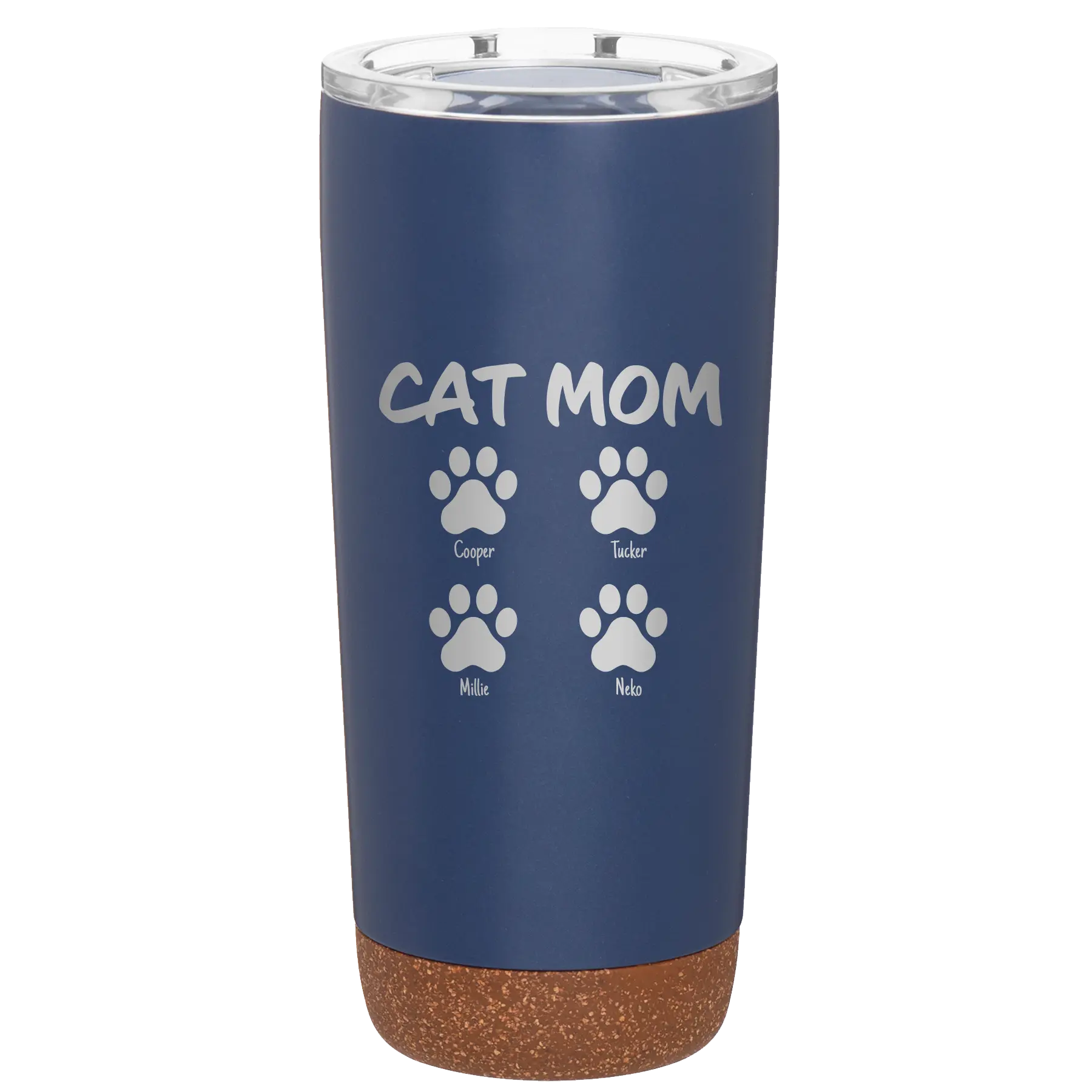 Personalized constellation 20 oz vacuum insulated tumbler with 'Cat Dog Mom Dad 4 paws' design