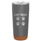 Personalized storm gray 20 oz vacuum insulated tumbler with 'Cat Dog Mom Dad 4 paws' design