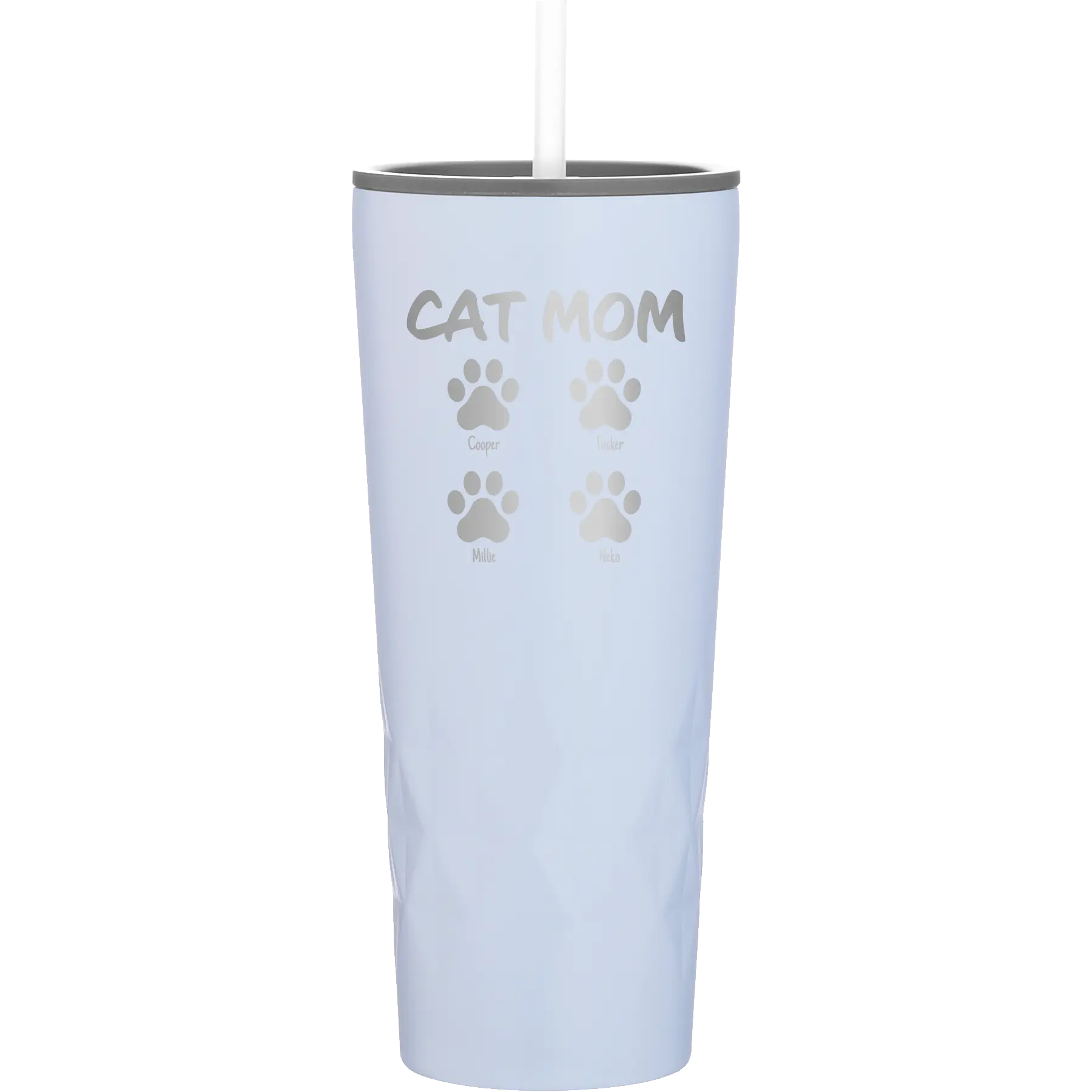 Personalized landfall 20 oz vacuum insulated tumbler with 'Cat Dog Mom Dad 4 paws' design