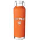 Personalized orange 24 oz vacuum insulated water bottle with 'Cat Dog Mom Dad 1 paw' design