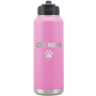 Personalized light purple 32 oz vacuum insulated water bottle with 'Cat Dog Mom Dad 1 paw' design