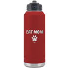 Personalized maroon 32 oz vacuum insulated water bottle with 'Cat Dog Mom Dad 1 paw' design