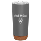 Personalized storm gray 20 oz vacuum insulated tumbler with 'Cat Dog Mom Dad 1 paw' design