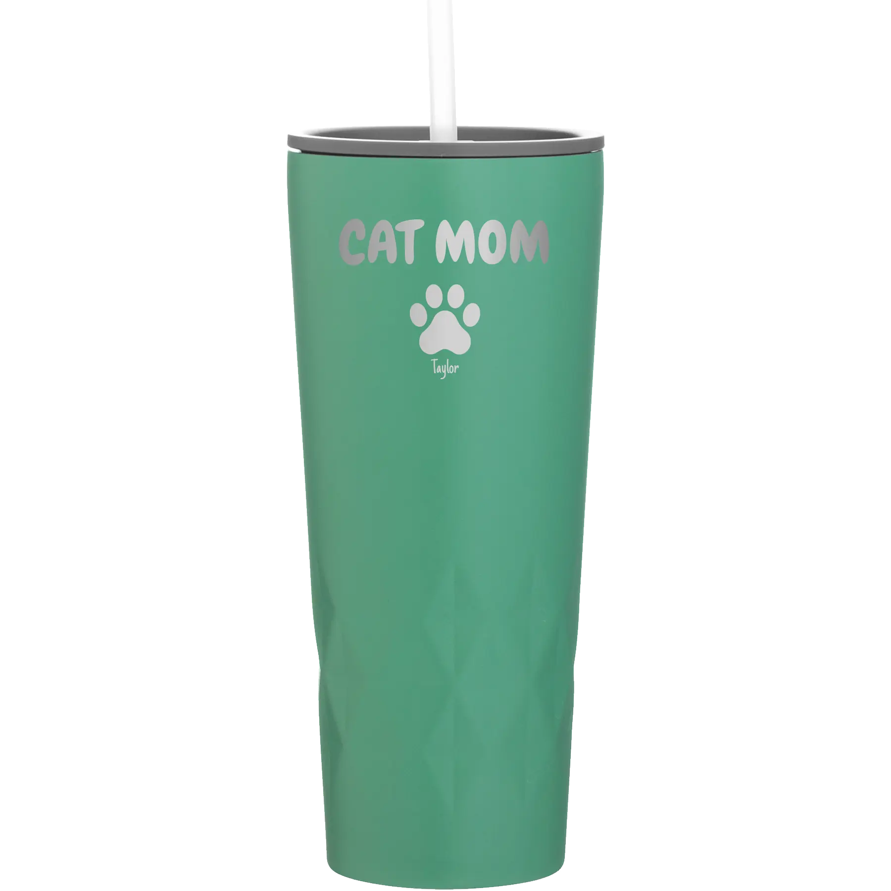 Personalized forage 20 oz vacuum insulated tumbler with 'Cat Dog Mom Dad 1 paw' design