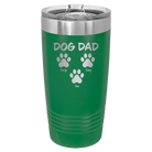 Personalized green 20 oz vacuum insulated tumbler with 'Cat Dog Mom Dad 3 paws' design