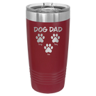 Personalized maroon 20 oz vacuum insulated tumbler with 'Cat Dog Mom Dad 3 paws' design