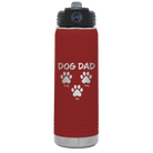 Personalized maroon 20 oz vacuum insulated water bottle with 'Cat Dog Mom Dad 3 paws' design
