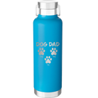 Personalized aqua 24 oz vacuum insulated water bottle with 'Cat Dog Mom Dad 3 paws' design