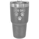 Personalized dark gray 30 oz vacuum insulated tumbler with 'Cat Dog Mom Dad 3 paws' design
