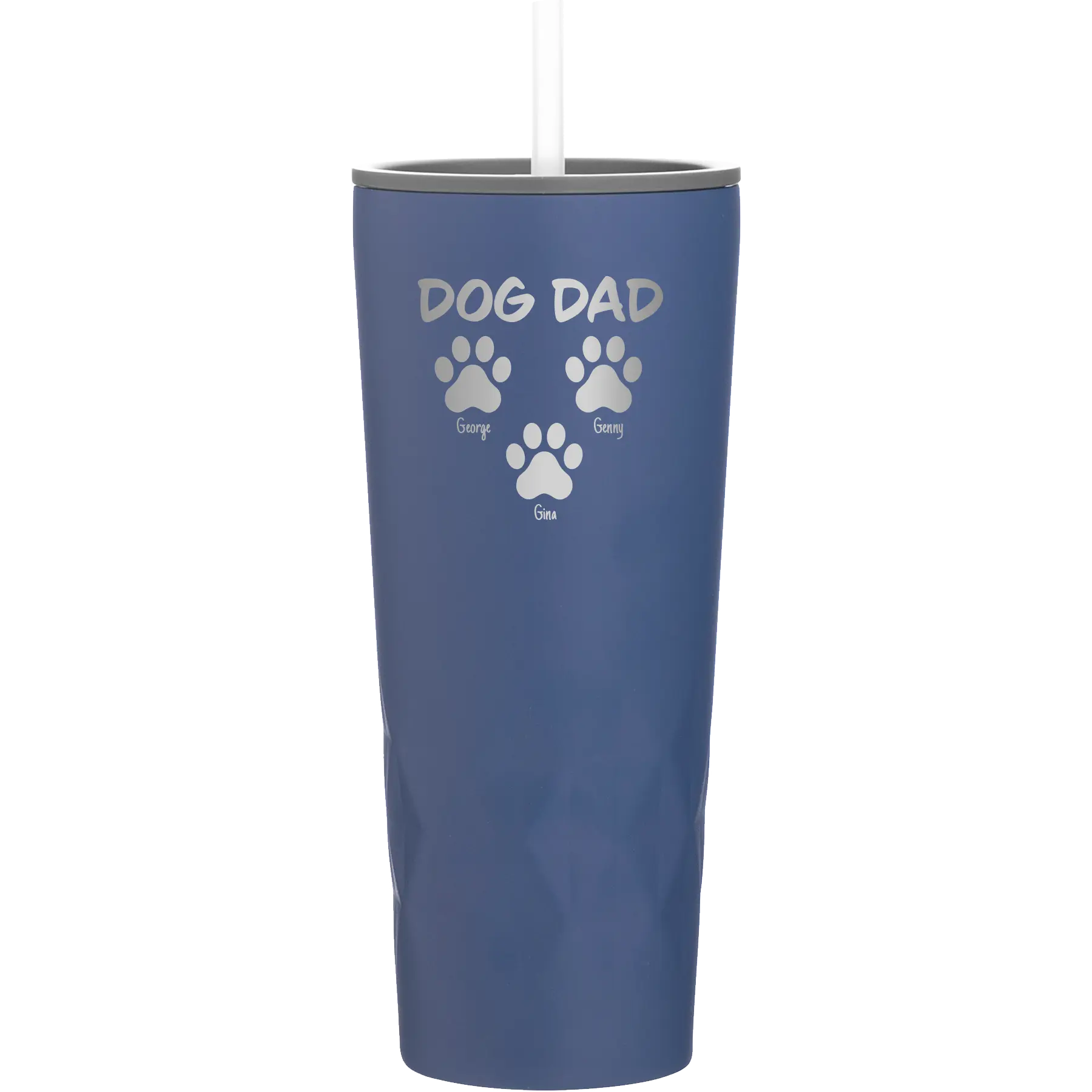 Personalized constellation 20 oz vacuum insulated tumbler with 'Cat Dog Mom Dad 3 paws' design