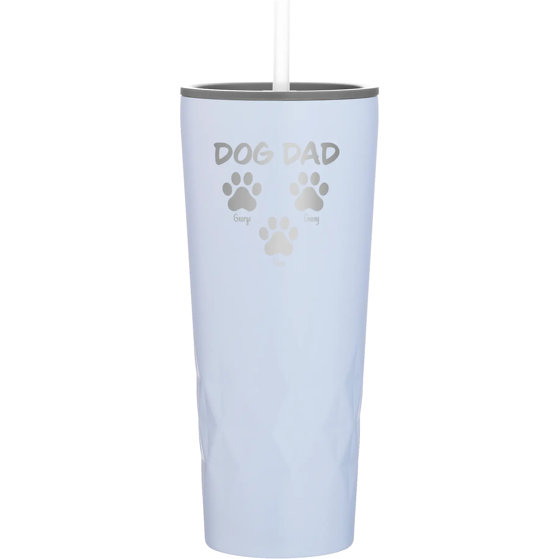Personalized landfall 20 oz vacuum insulated tumbler with 'Cat Dog Mom Dad 3 paws' design