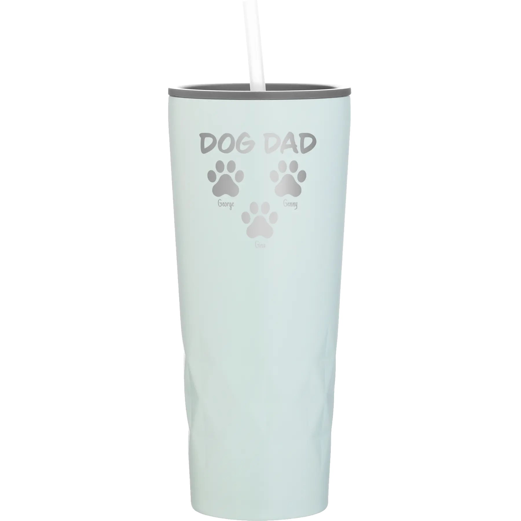 Personalized meadow 20 oz vacuum insulated tumbler with 'Cat Dog Mom Dad 3 paws' design