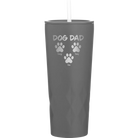Personalized slate 20 oz vacuum insulated tumbler with 'Cat Dog Mom Dad 3 paws' design