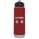 Personalized maroon 20 oz vacuum insulated water bottle with 'Cat Dog Mom Dad 2 paws' design