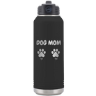 Personalized black 32 oz vacuum insulated water bottle with 'Cat Dog Mom Dad 2 paws' design