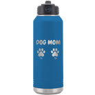 Personalized royal blue 32 oz vacuum insulated water bottle with 'Cat Dog Mom Dad 2 paws' design