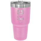 Personalized light purple 30 oz vacuum insulated tumbler with 'Vacation with two Palm Trees' design