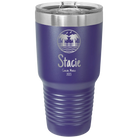 Personalized purple 30 oz vacuum insulated tumbler with 'Vacation with two Palm Trees' design