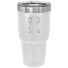 Personalized white 30 oz vacuum insulated tumbler with 'Vacation with two Palm Trees' design