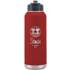 Personalized maroon 32 oz vacuum insulated water bottle with 'Vacation with two Palm Trees' design