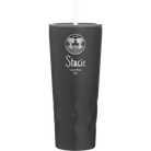Personalized black 20 oz vacuum insulated tumbler with 'Vacation with two Palm Trees' design