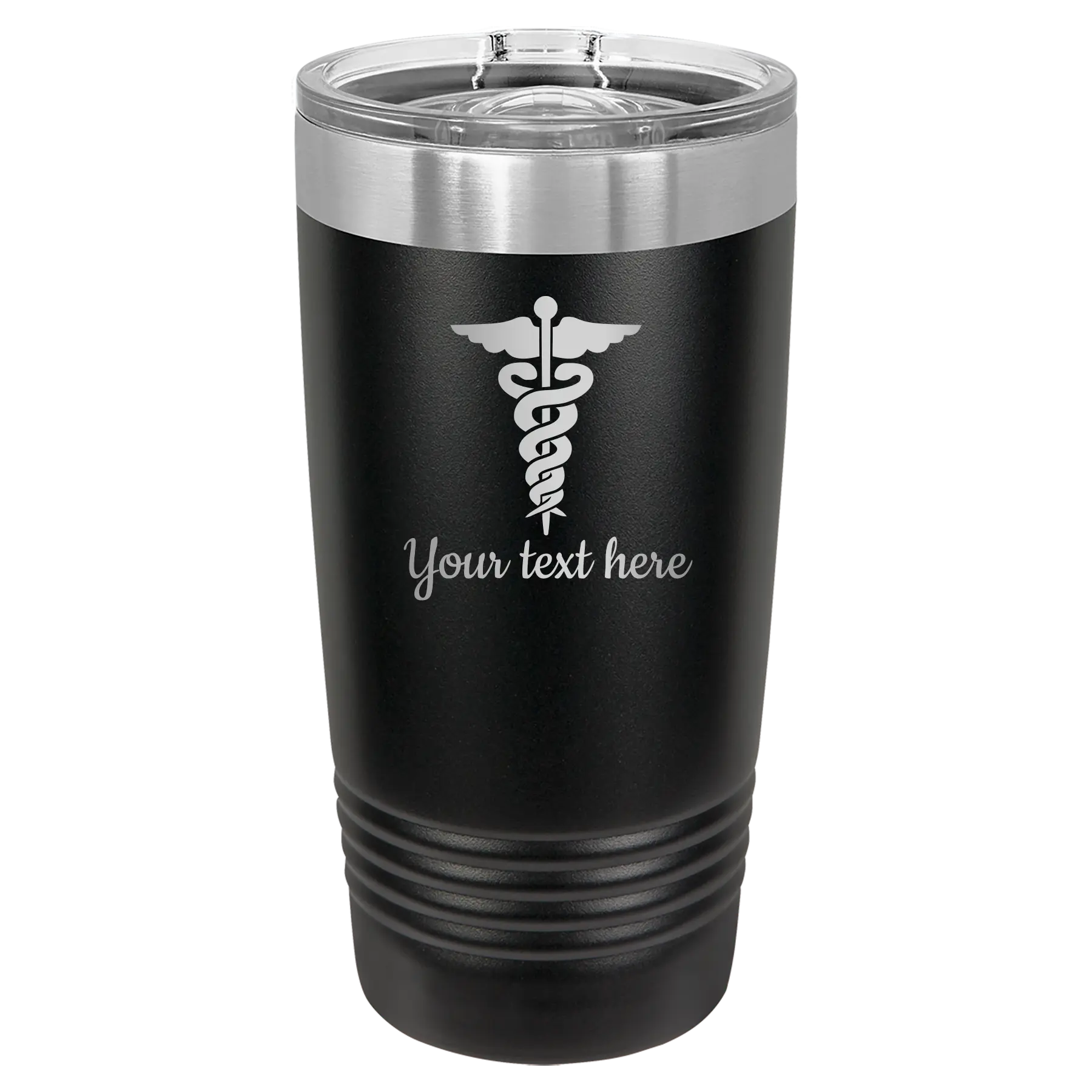 Personalized black 20 oz vacuum insulated tumbler with 'Medical' design