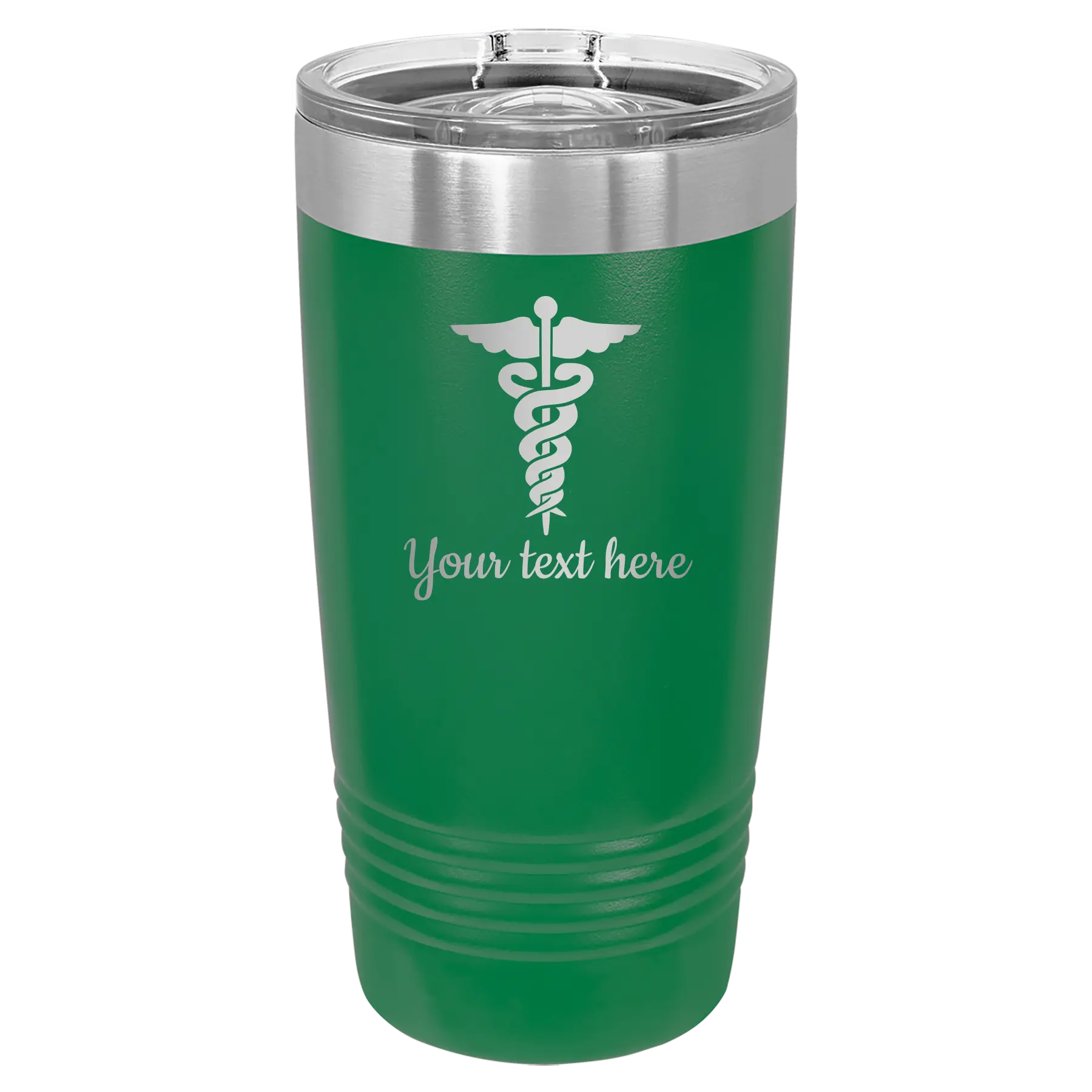 Personalized green 20 oz vacuum insulated tumbler with 'Medical' design