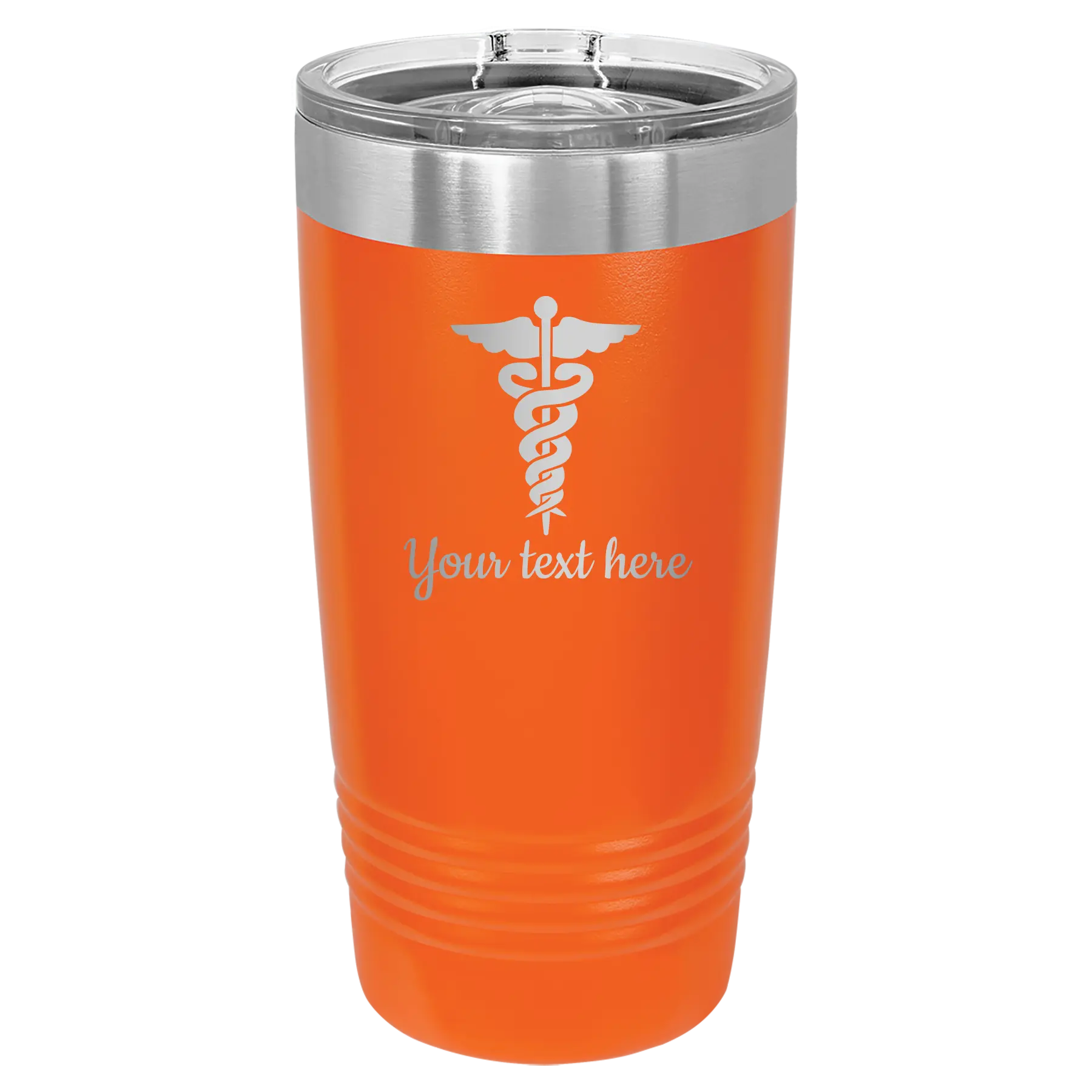 Personalized orange 20 oz vacuum insulated tumbler with 'Medical' design
