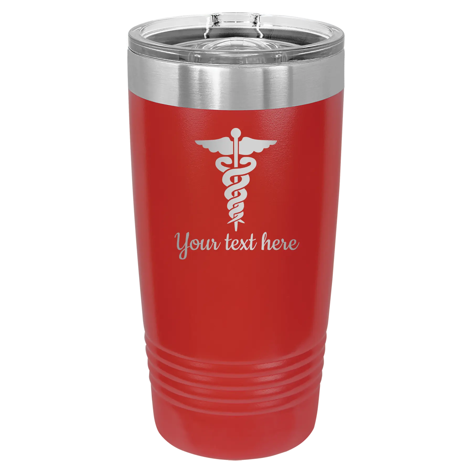 Personalized red 20 oz vacuum insulated tumbler with 'Medical' design
