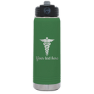 Personalized green 20 oz vacuum insulated water bottle with 'Medical' design