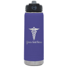 Personalized purple 20 oz vacuum insulated water bottle with 'Medical' design