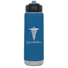 Personalized royal blue 20 oz vacuum insulated water bottle with 'Medical' design